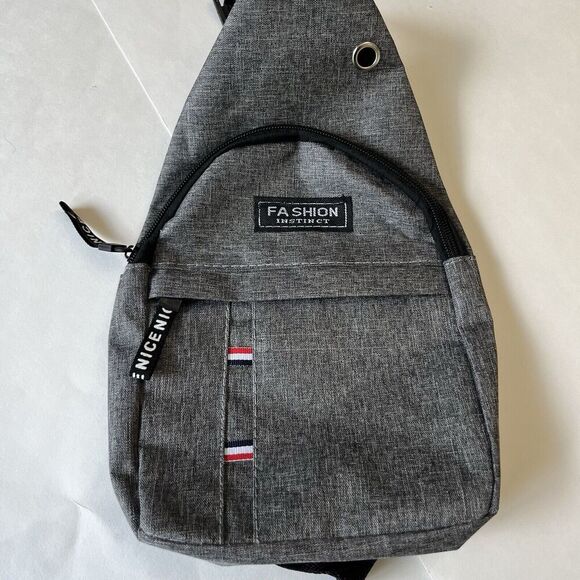 Fashion Instinct Other - Sling Crossbody Bag Backpack Eyelet Earphone Design Two Compartment Casual Gray